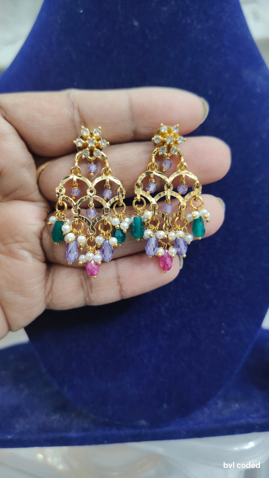 Multi-Colored Chandelier Earrings (Handmade)