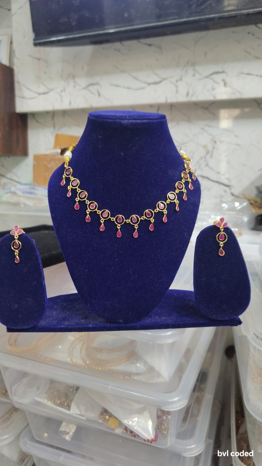 Ruby Attigai Necklace Set (Handmade)