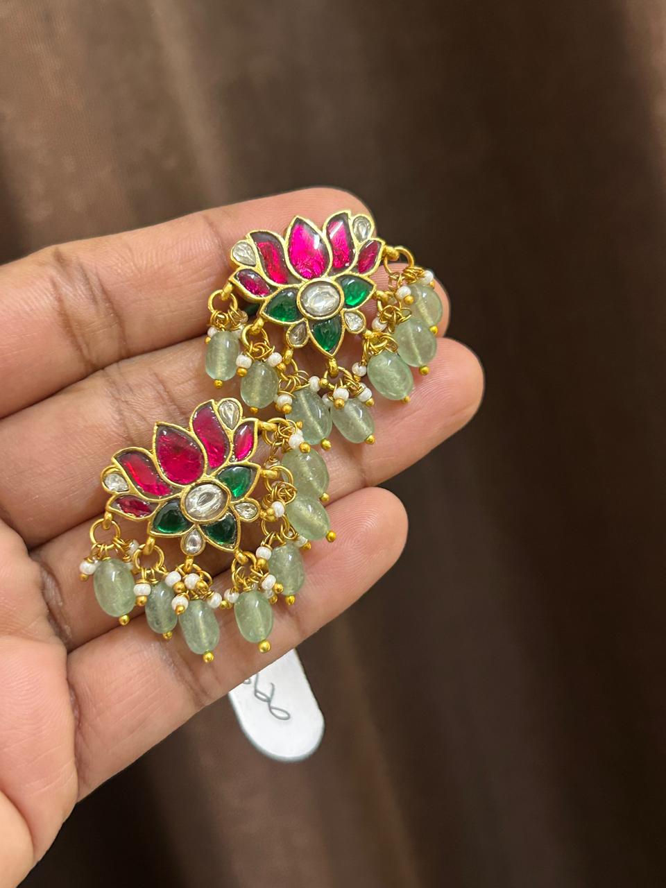 Jadau Kundan Lotus Stud Earrings