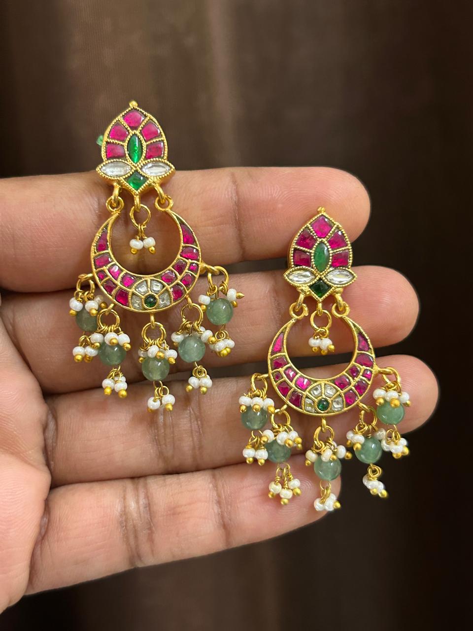 Jadau Kundan Chandbali Earrings