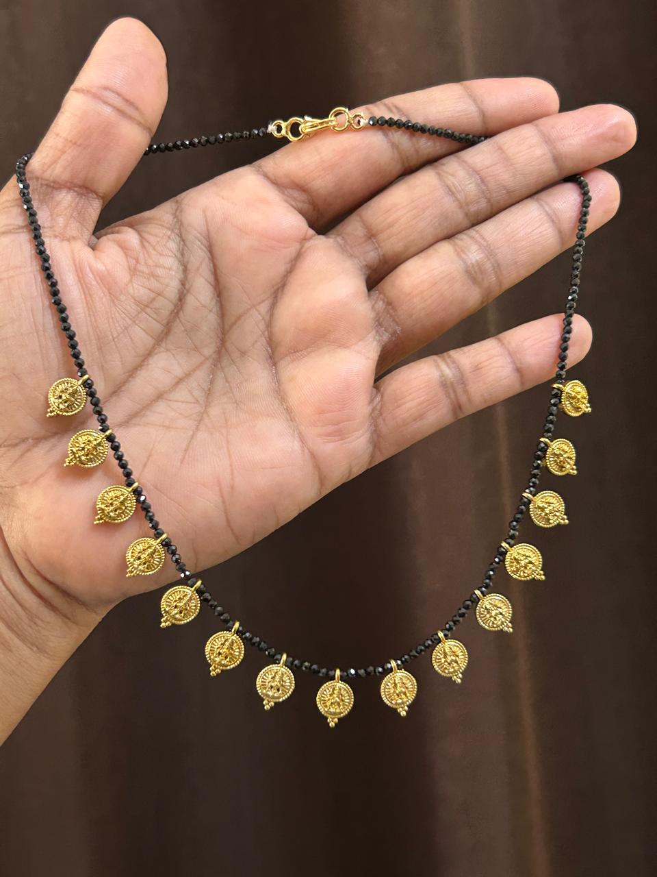 Emerald Bead Coin Necklace