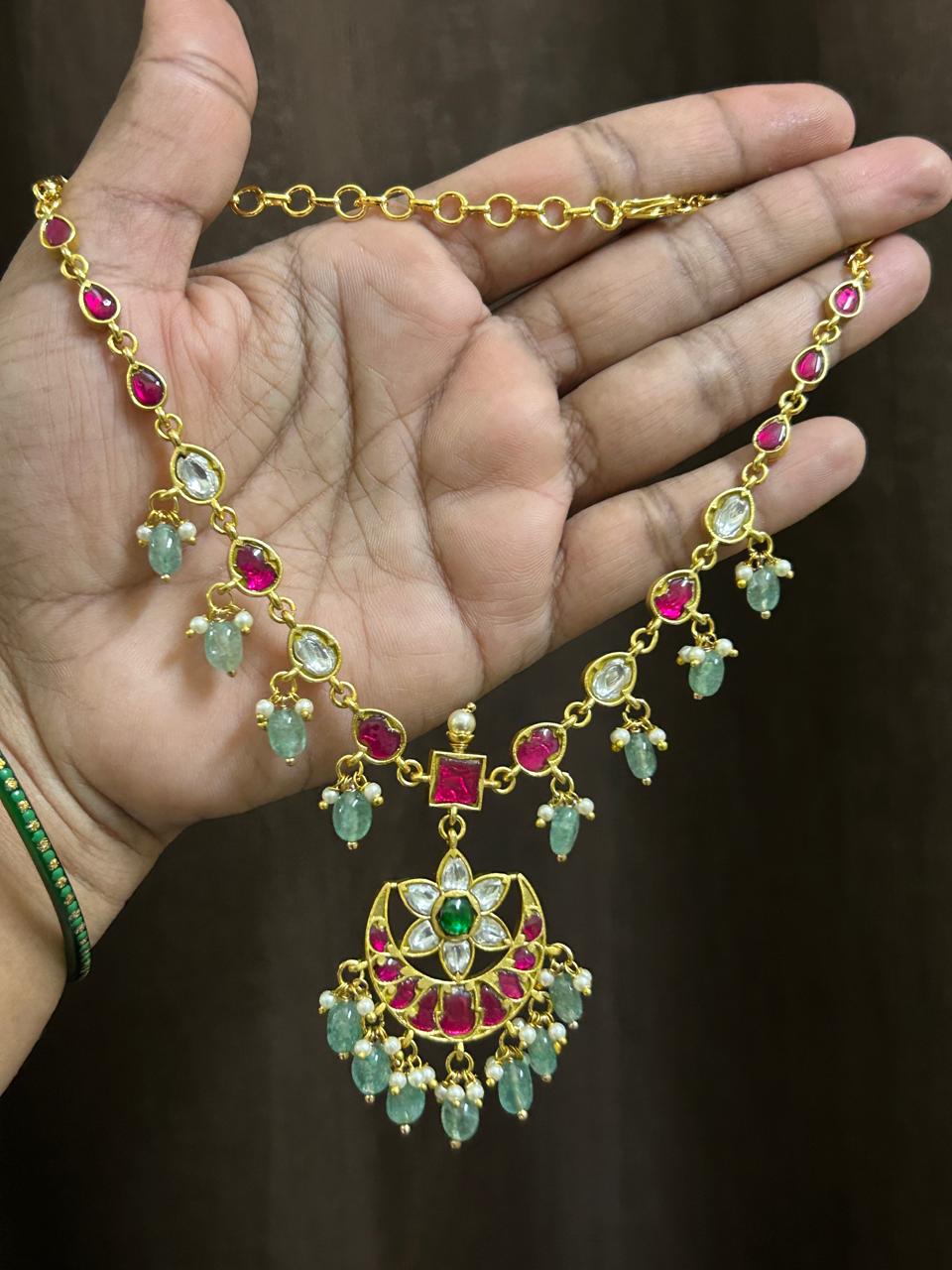Jadau Kundan Chandbali Pendant Necklace