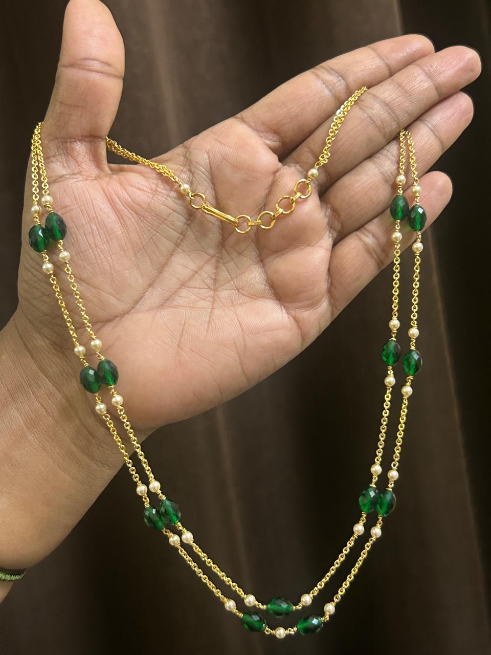 Double-Layer Dark Green Necklace (Handmade)