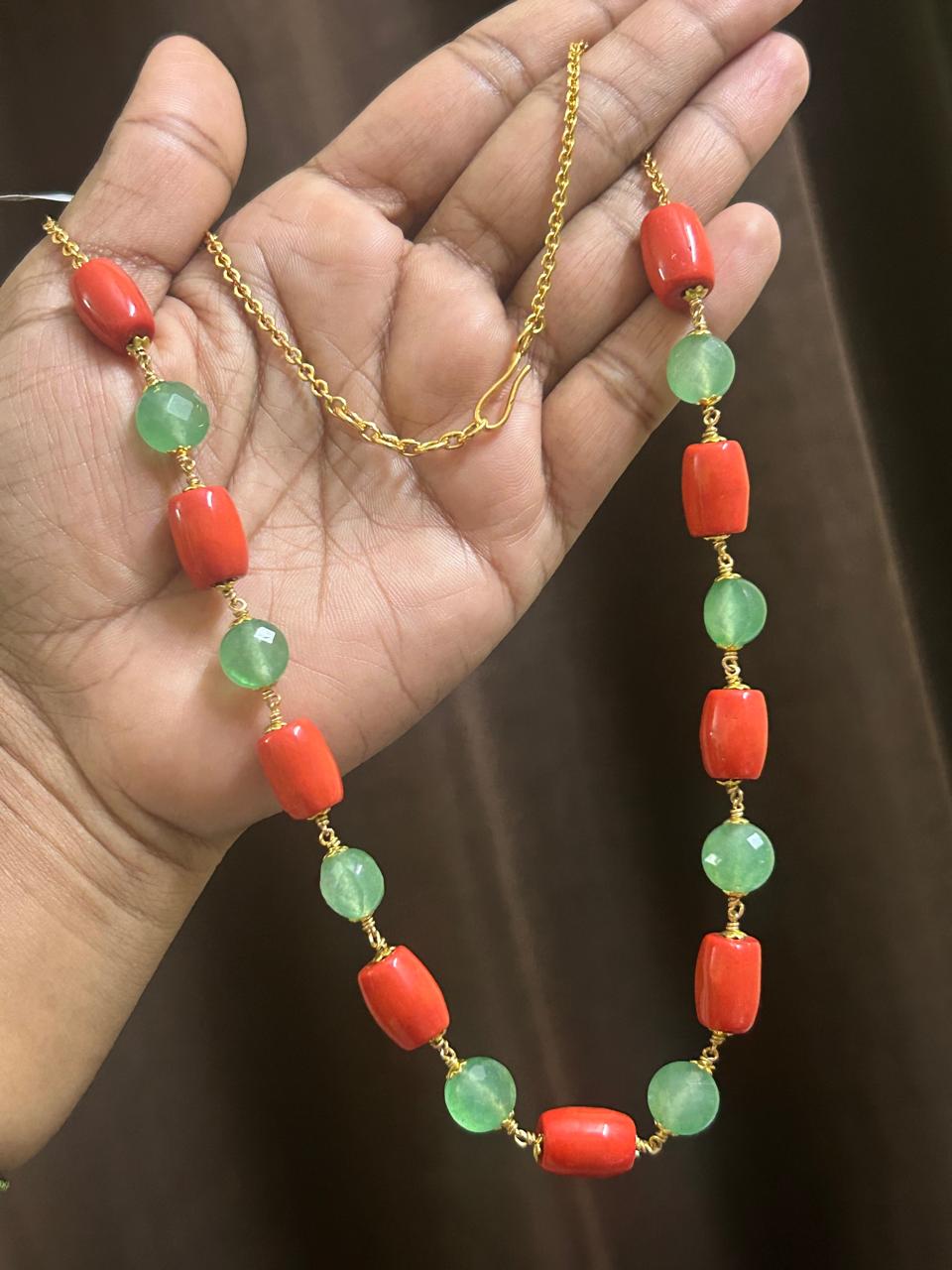 Coral Gemstone Daily-Wear Chain (Handmade)