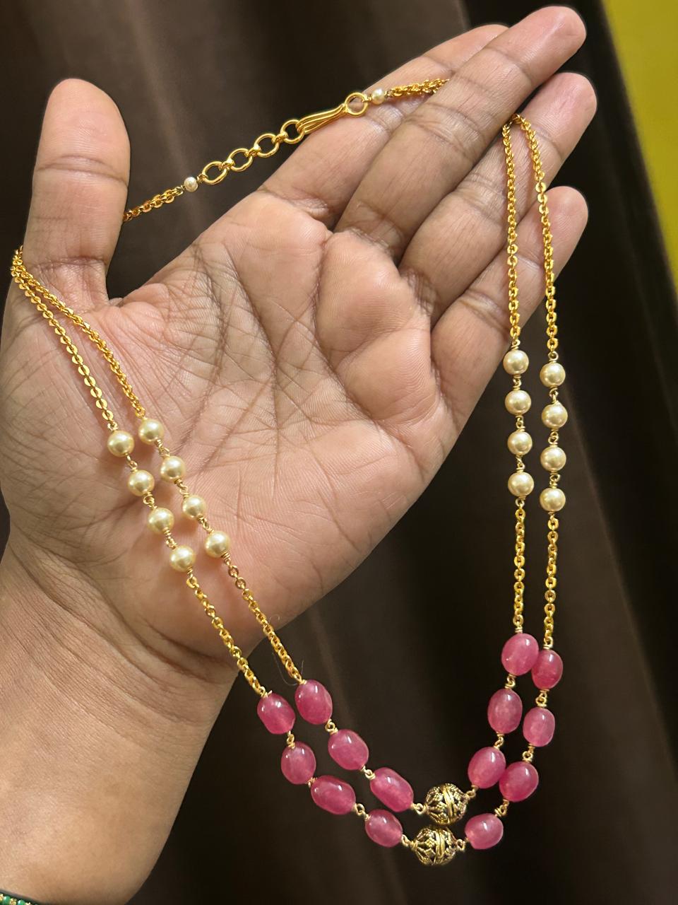 Double-Layer Pink Crystal and Pearl Haram