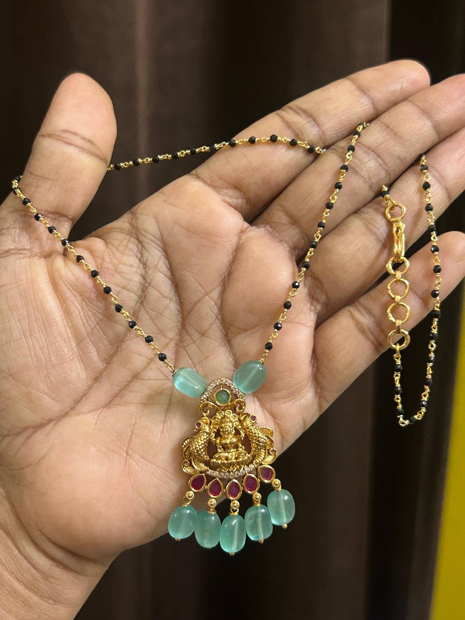 Short Black Beads Lakshmi Mangalsutra