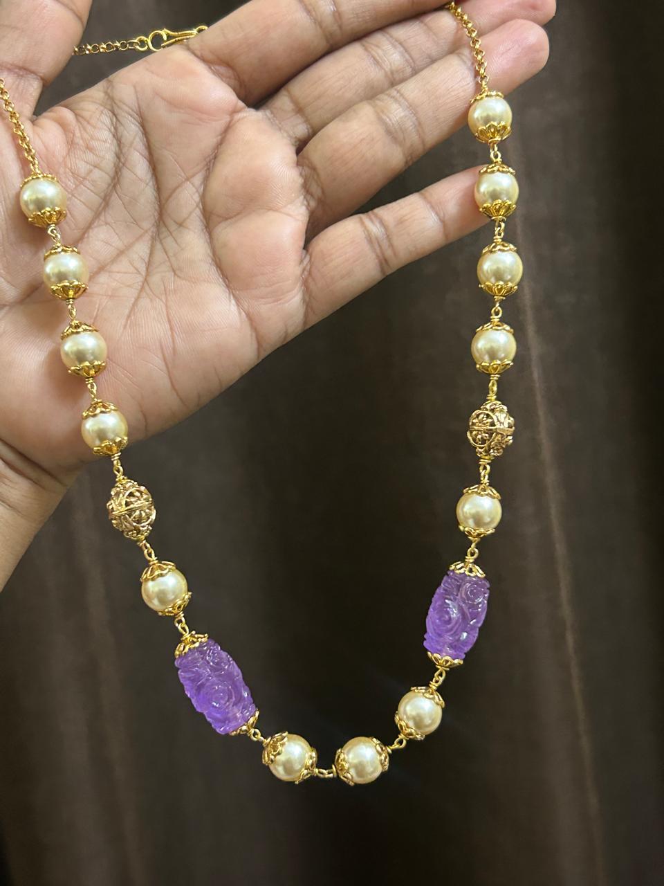 Lavender Monalisa Bead Muthu Haram
