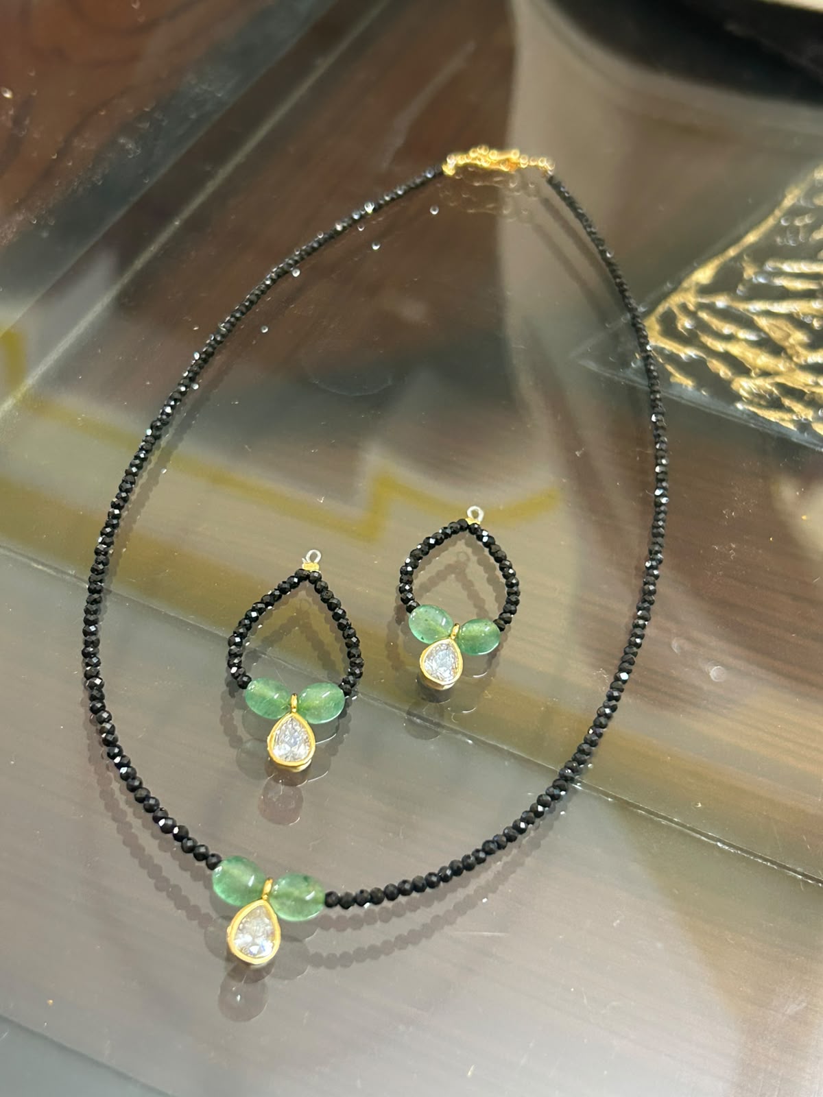 Short Black Beads Mangalsutra Set